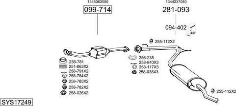 Bosal SYS17249 - Система випуску ОГ autocars.com.ua