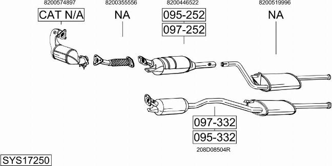 Bosal SYS17250 - Система випуску ОГ autocars.com.ua