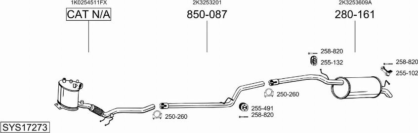 Bosal SYS17273 - Система випуску ОГ autocars.com.ua