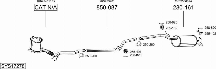 Bosal SYS17278 - Система випуску ОГ autocars.com.ua