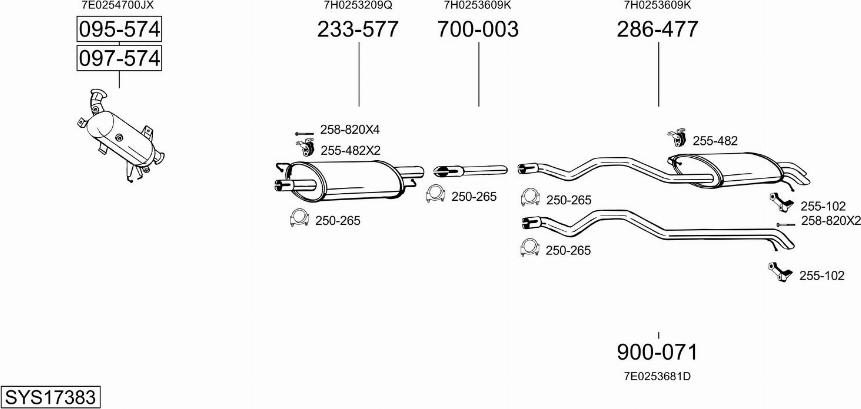 Bosal SYS17383 - Система випуску ОГ autocars.com.ua