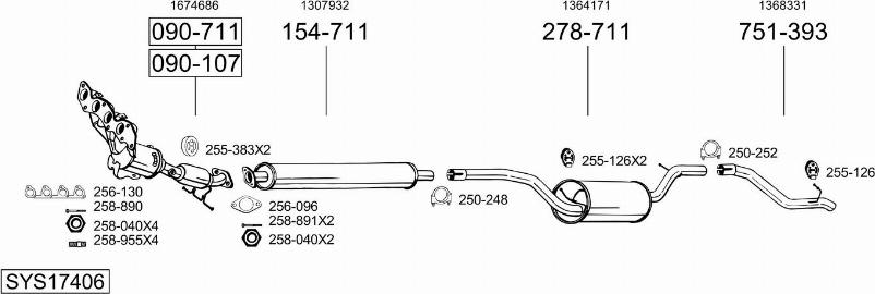 Bosal SYS17406 - Система випуску ОГ autocars.com.ua