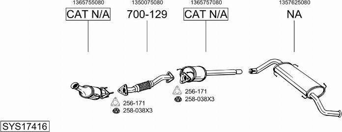 Bosal SYS17416 - Система випуску ОГ autocars.com.ua