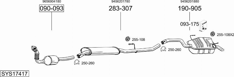 Bosal SYS17417 - Система випуску ОГ autocars.com.ua