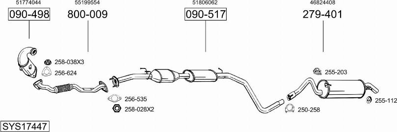 Bosal SYS17447 - Система випуску ОГ autocars.com.ua