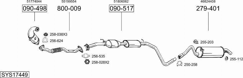 Bosal SYS17449 - Система випуску ОГ autocars.com.ua