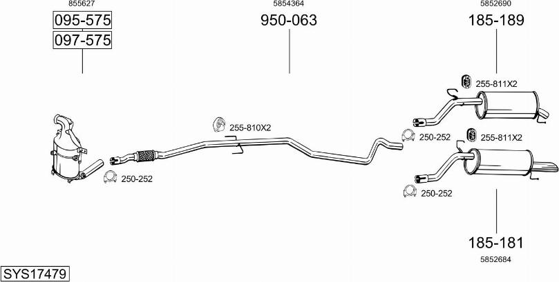 Bosal SYS17479 - Система выпуска ОГ avtokuzovplus.com.ua