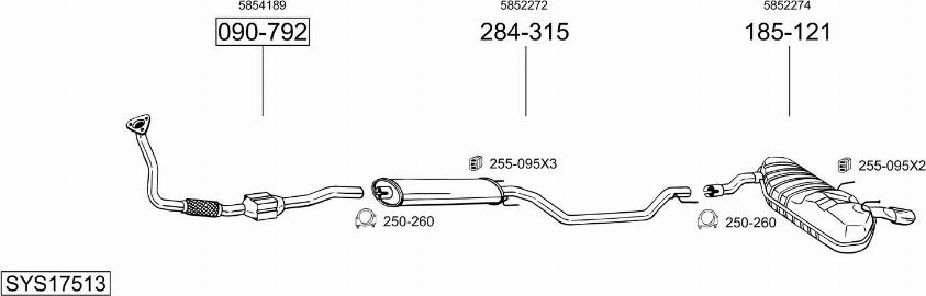 Bosal SYS17513 - Система випуску ОГ autocars.com.ua