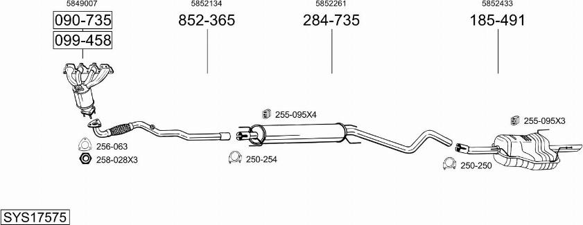 Bosal SYS17575 - Система випуску ОГ autocars.com.ua