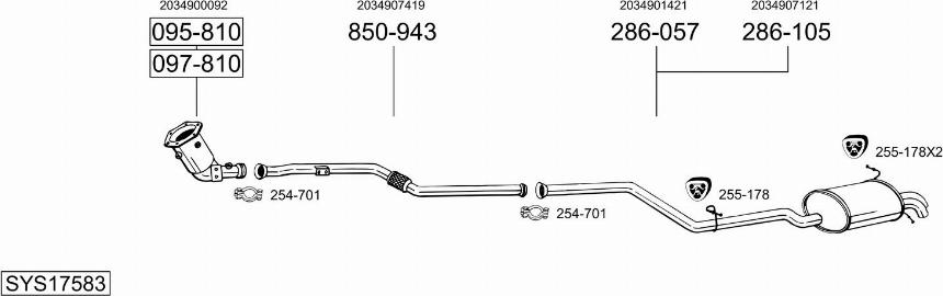 Bosal SYS17583 - Система випуску ОГ autocars.com.ua