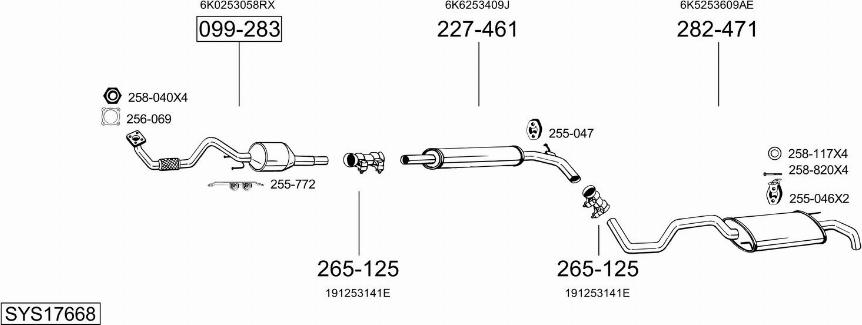 Bosal SYS17668 - Система випуску ОГ autocars.com.ua