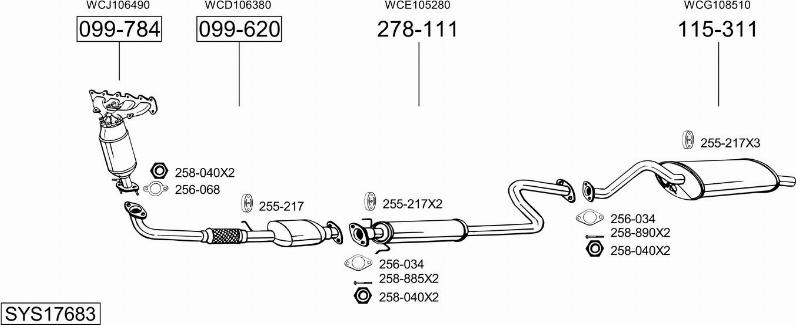 Bosal SYS17683 - Система випуску ОГ autocars.com.ua