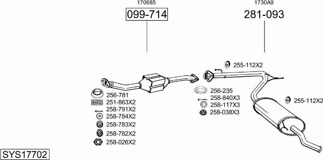 Bosal SYS17702 - Система випуску ОГ autocars.com.ua