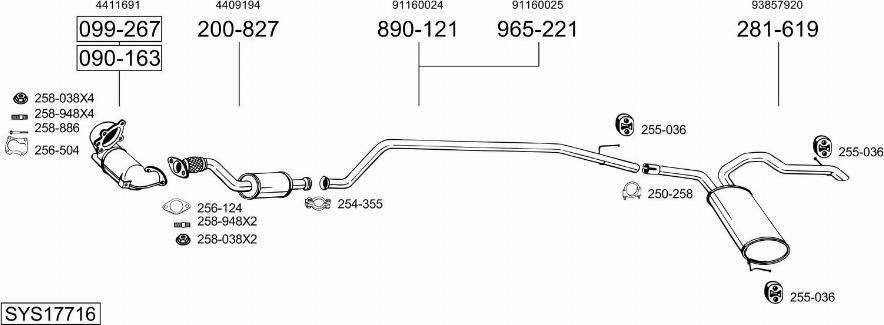 Bosal SYS17716 - Система випуску ОГ autocars.com.ua