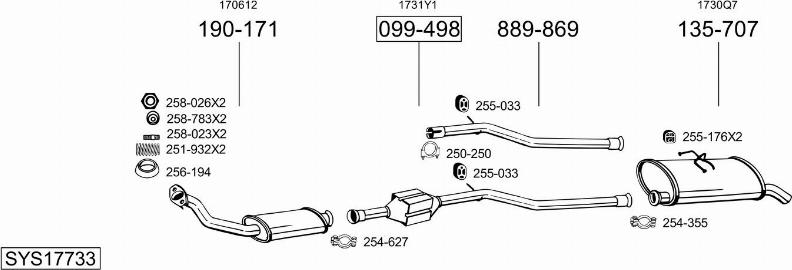 Bosal SYS17733 - Система випуску ОГ autocars.com.ua