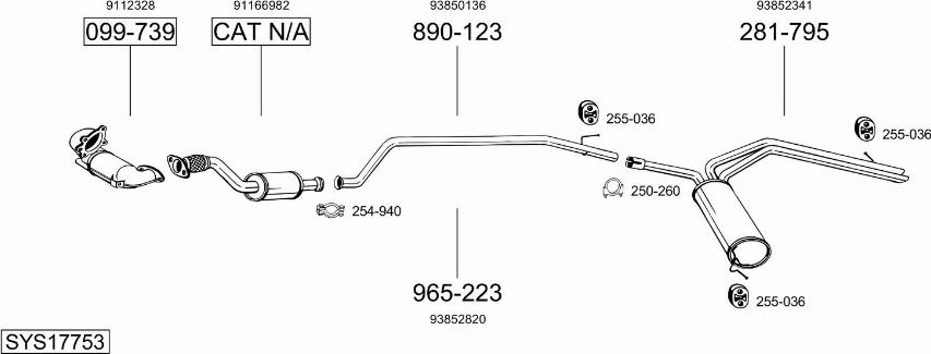 Bosal SYS17753 - Система випуску ОГ autocars.com.ua