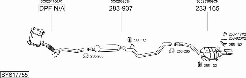 Bosal SYS17755 - Система випуску ОГ autocars.com.ua