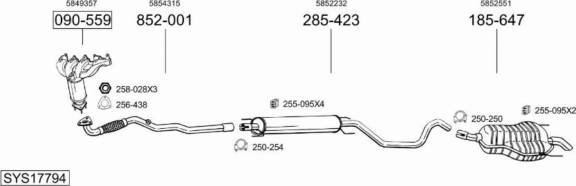 Bosal SYS17794 - Система випуску ОГ autocars.com.ua