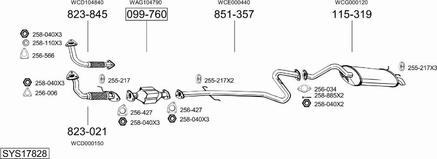 Bosal SYS17828 - Система випуску ОГ autocars.com.ua