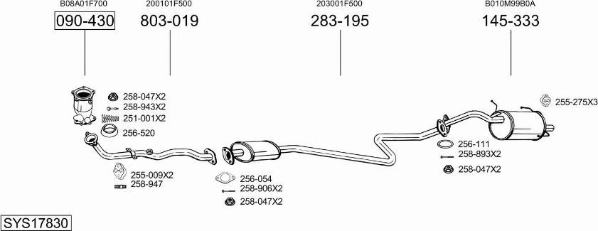 Bosal SYS17830 - Система випуску ОГ autocars.com.ua