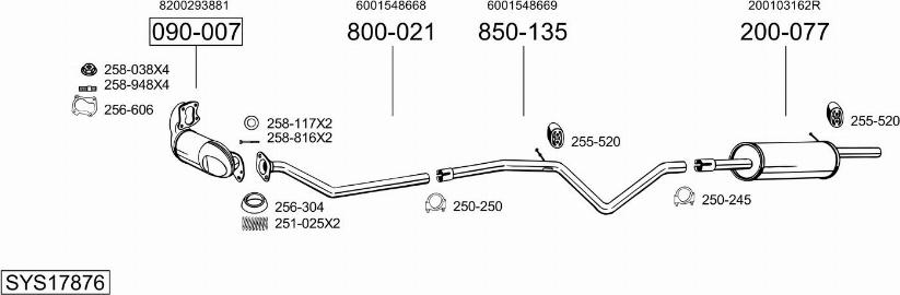 Bosal SYS17876 - Система випуску ОГ autocars.com.ua