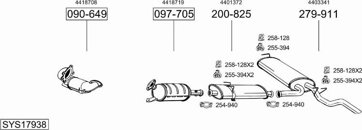 Bosal SYS17938 - Система випуску ОГ autocars.com.ua