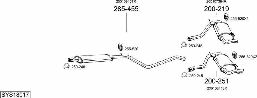 Bosal SYS18017 - Система випуску ОГ autocars.com.ua