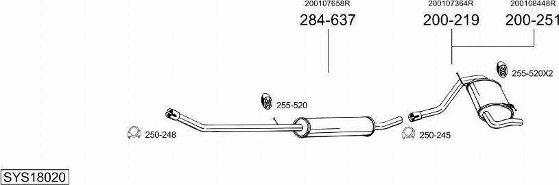 Bosal SYS18020 - Система выпуска ОГ avtokuzovplus.com.ua