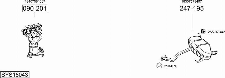 Bosal SYS18043 - Система випуску ОГ autocars.com.ua