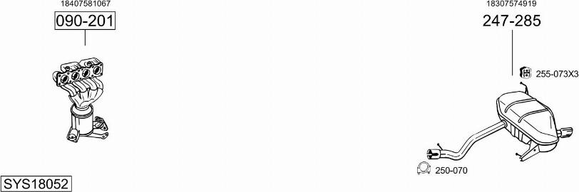 Bosal SYS18052 - Система випуску ОГ autocars.com.ua