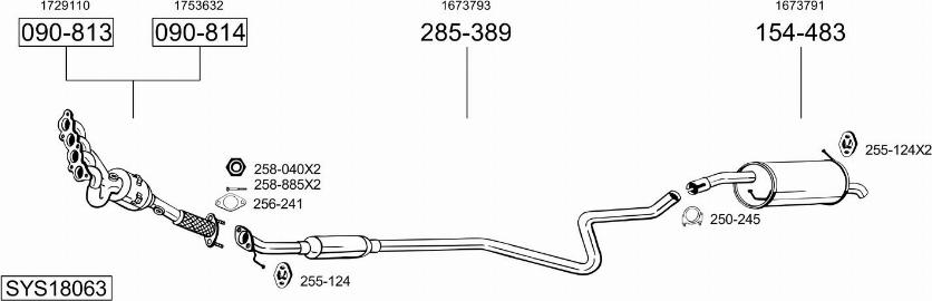 Bosal SYS18063 - Система випуску ОГ autocars.com.ua