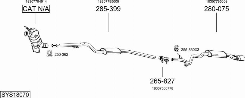 Bosal SYS18070 - Система випуску ОГ autocars.com.ua