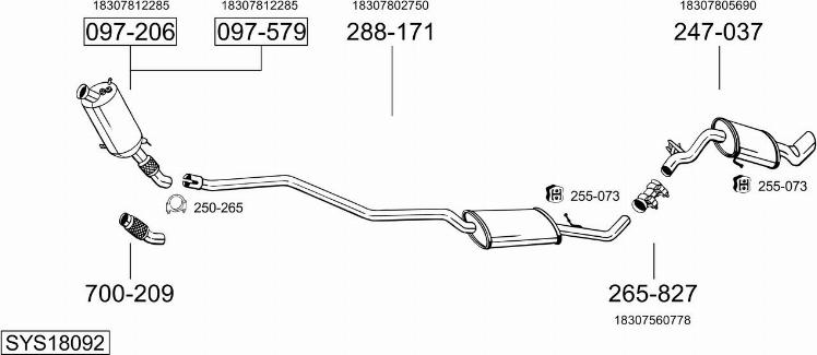 Bosal SYS18092 - Система випуску ОГ autocars.com.ua