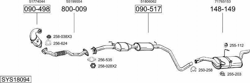 Bosal SYS18094 - Система випуску ОГ autocars.com.ua