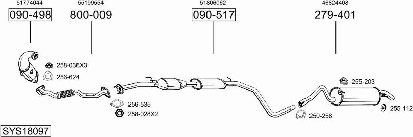 Bosal SYS18097 - Система випуску ОГ autocars.com.ua