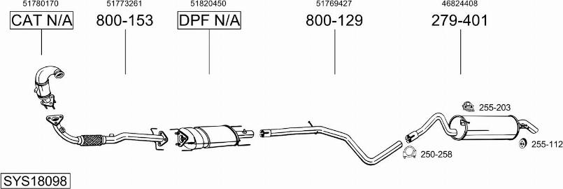 Bosal SYS18098 - Система випуску ОГ autocars.com.ua