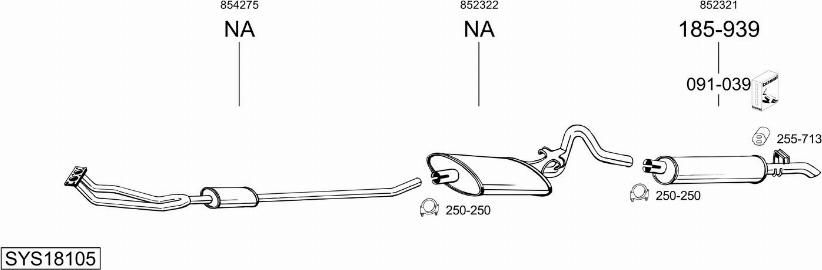 Bosal SYS18105 - Система випуску ОГ autocars.com.ua