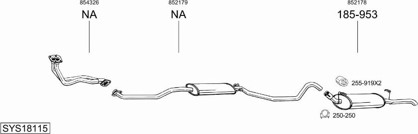 Bosal SYS18115 - Система випуску ОГ autocars.com.ua