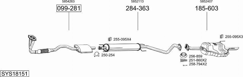 Bosal SYS18151 - Система выпуска ОГ avtokuzovplus.com.ua