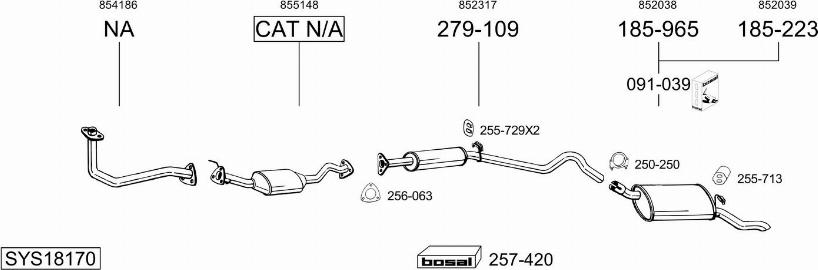 Bosal SYS18170 - Система випуску ОГ autocars.com.ua