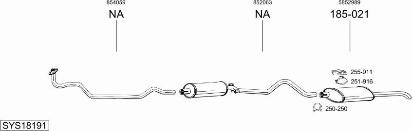 Bosal SYS18191 - Система випуску ОГ autocars.com.ua