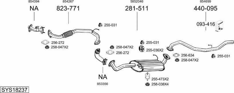 Bosal SYS18237 - Система випуску ОГ autocars.com.ua