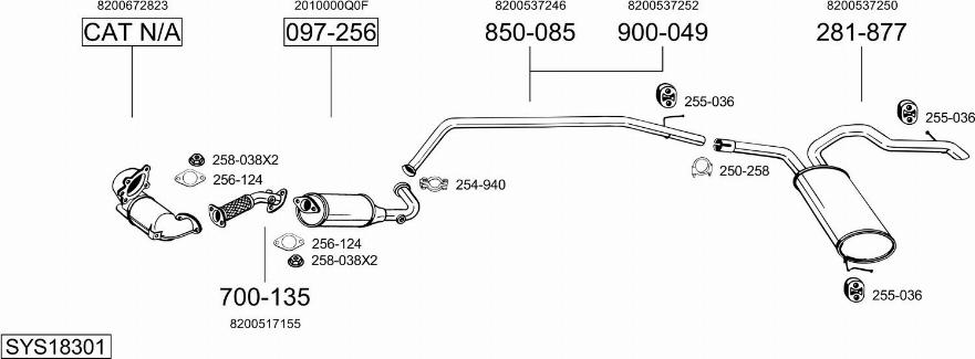 Bosal SYS18301 - Система випуску ОГ autocars.com.ua