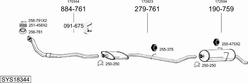 Bosal SYS18344 - Система випуску ОГ autocars.com.ua
