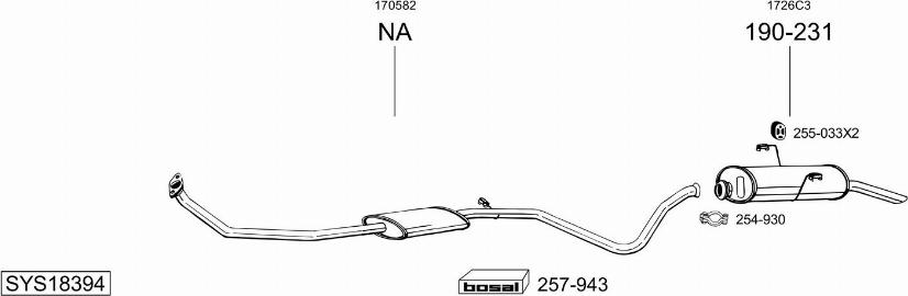 Bosal SYS18394 - Система випуску ОГ autocars.com.ua