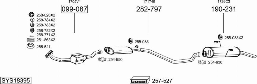 Bosal SYS18395 - Система випуску ОГ autocars.com.ua