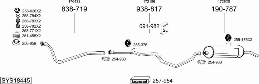 Bosal SYS18445 - Система випуску ОГ autocars.com.ua