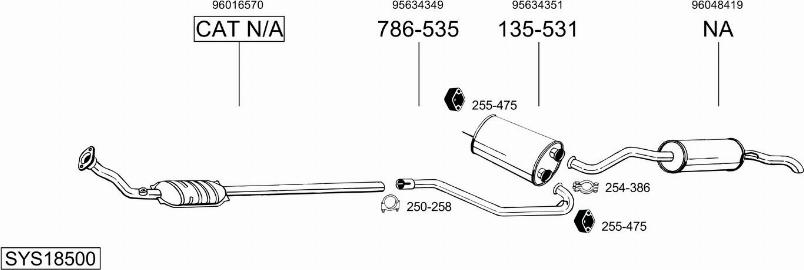 Bosal SYS18500 - Система випуску ОГ autocars.com.ua