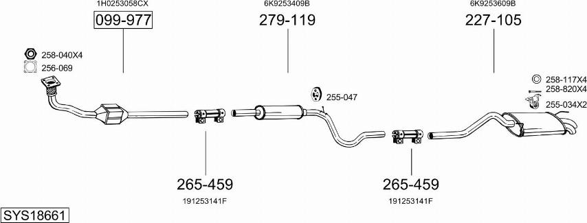 Bosal SYS18661 - Система випуску ОГ autocars.com.ua