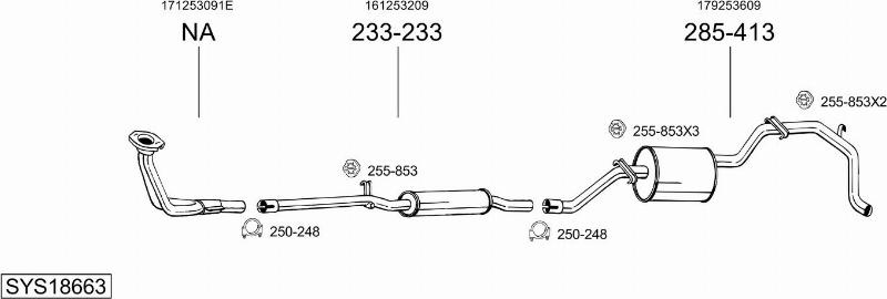 Bosal SYS18663 - Система випуску ОГ autocars.com.ua